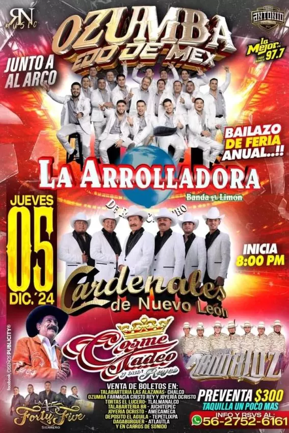 La Arrolladora y Cardenales de NL en Ozumba, Diciembre 2024