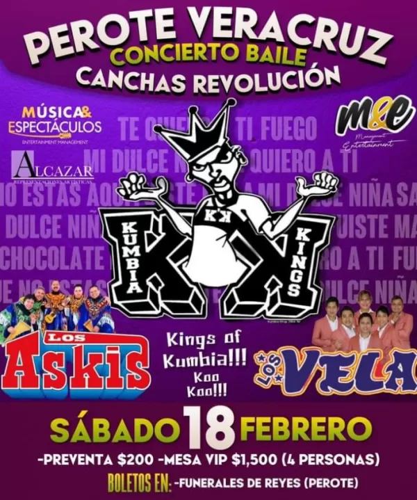 Los Kumbia Kings, Los Askis y Los Vela en Perote, Veracruz, Febrero 2023