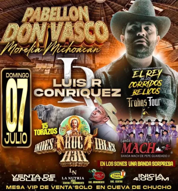 Luis R Conriquez en Morelia, Michoacán, Julio 2024