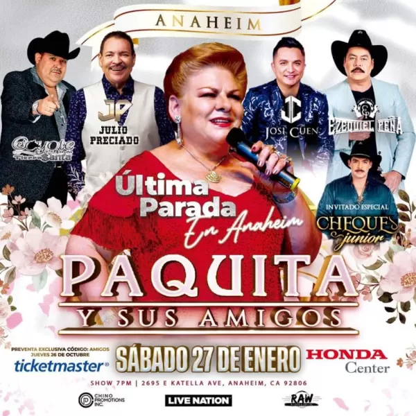 Paquita La del Barrio y sus Amigos en Honda Center, Anaheim, CA, Enero 2024