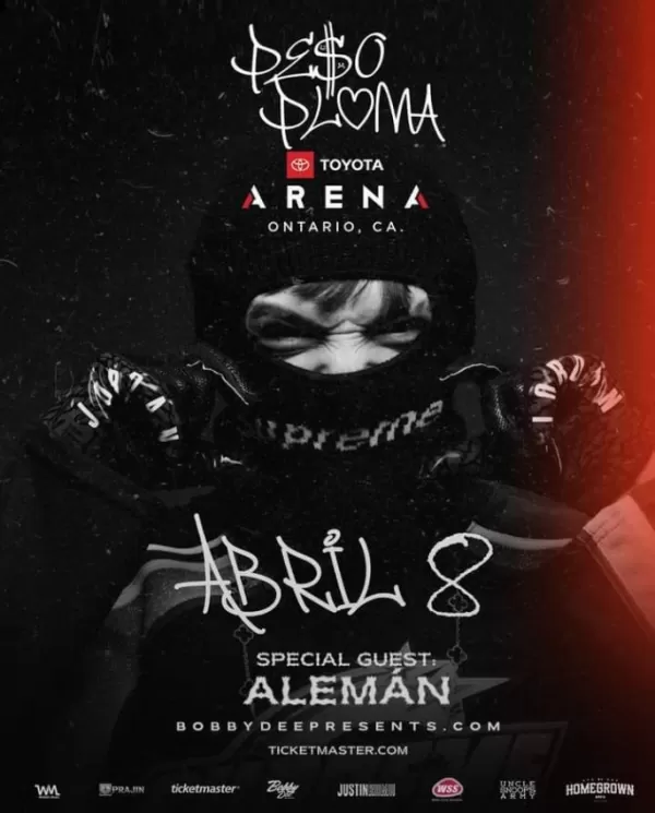 Peso Pluma en Toyota Arena, Ontario, California, abril 2023