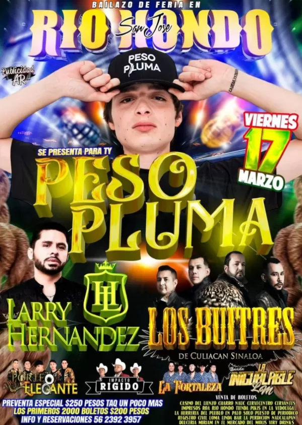 Peso Pluma, Larry Hernández y Los Buitres en Naucalpan, Edomex, Marzo 2023