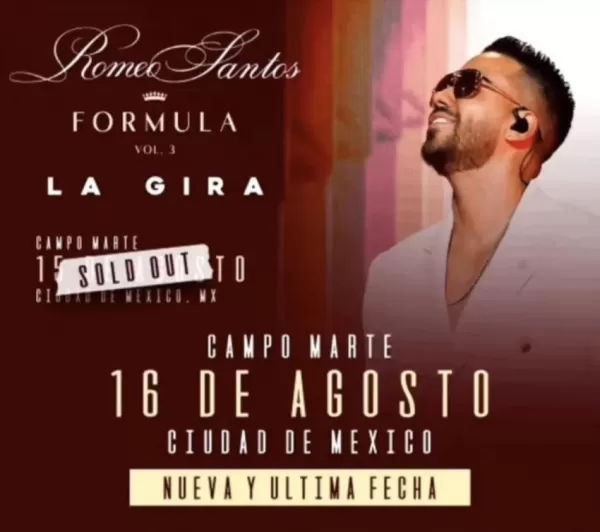 Romeo Santos en el Campo Marte, CDMX, Agosto 2023