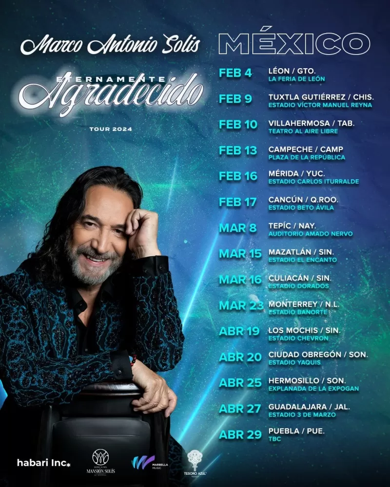 Marco Antonio Solís Tour Eternamente Agradecido 2024, fechas, recintos