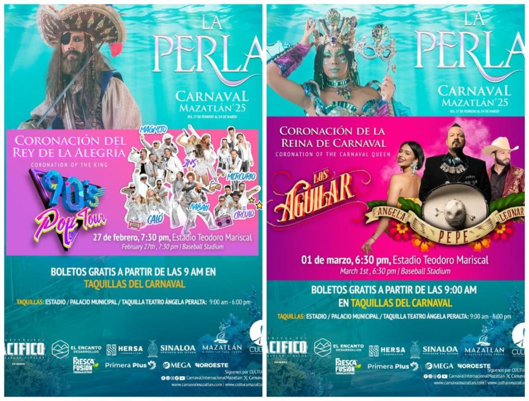 90's Pop Tour y Los Aguilar se integran al elenco del Carnaval Mazatlán 2025